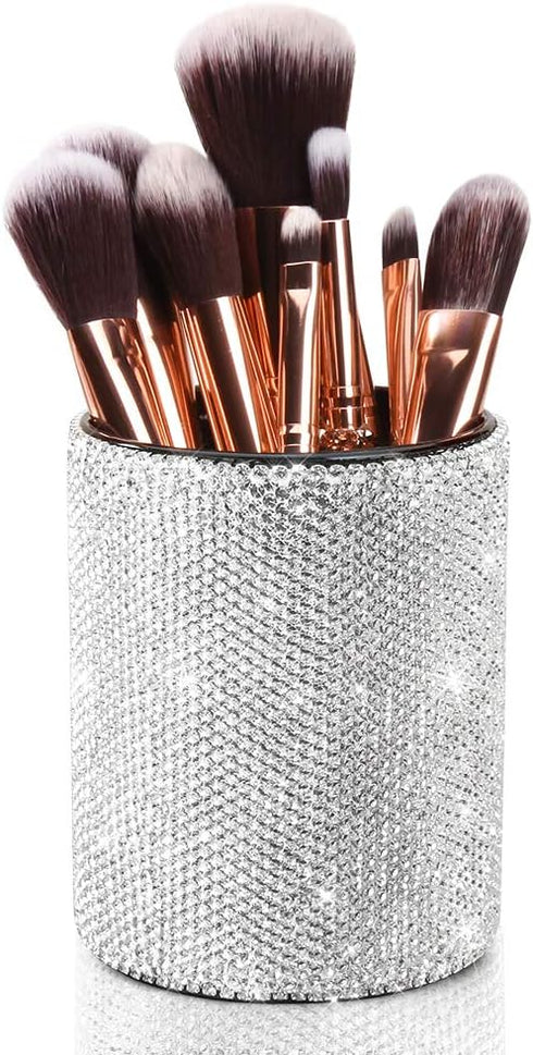 OTOSTAR Bling Crystal Makeup Brush Holder Organizer Storage Cosmetic Tools Eyebrow Pencil Eyeliners, Multifunctional Handcrafted Rhinestones Pen H...