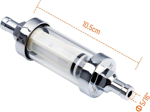 5/16 inch 9747 Inline Fuel Filter With Clear View Glass And Chrome (2)...