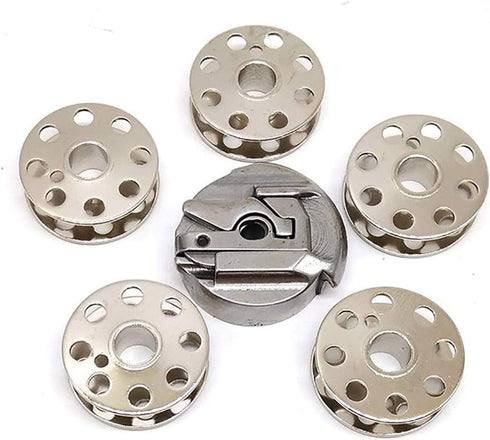 YICBOR 1 pcs 45751 Bobbin case+5 pcs 45785 bobbins for Singer 221,221k,222...