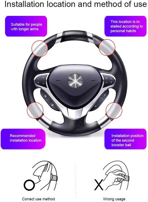 Steering Wheel Spinner, Spinner Knob Steering Wheel, Universal Fit Driving Helper Turning 360 Degree tation Booster Hand Control Power Handle for ...