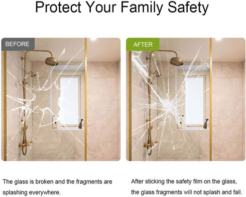 Clear Window Security Film Adhesive Anti Shatter Safety Window Glass Protection Sticker Heat Control Anti UV for Home and Office 2Mil, 24inch x 8....