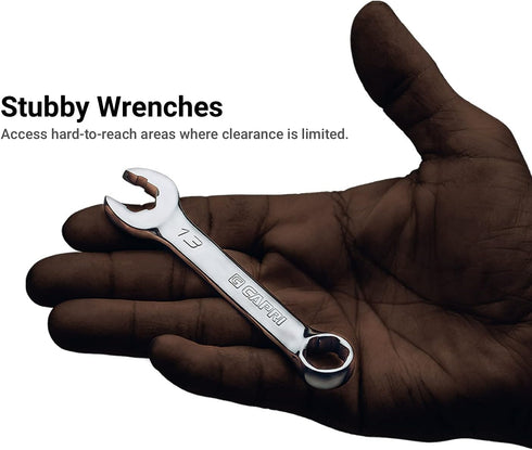 Capri Tools 12 mm WaveDrive Pro Stubby Combination Wrench for Regular and Rounded Bolts...