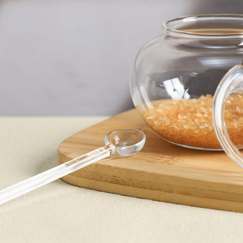 123Arts Clear Glass Sugar Bowl With Lid and Sugar Serving Spoon,8 ounces...