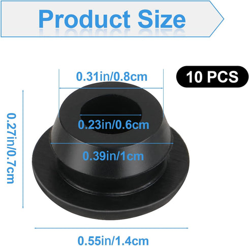 10 Pcs 10mm Rubber Hole Plug Black Silicone Round Snap in Type Locking Furniture Hole Plug Protective Cover Rubber Plugs for Holes Watertight(Blac...
