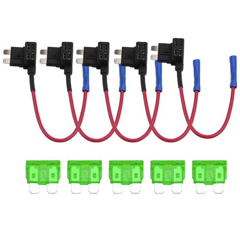 ZOOKOTO 5Pack 12V Add-a-Circuit TAP Adapter Fuse Holder with 30A Standard APR ATO ATC Blade Fuse for Cars Trucks Boats...