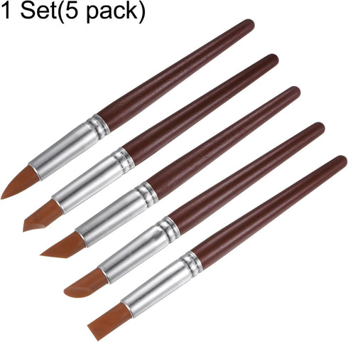 HARFINGTON 5pcs Silicone Clay Sculpting Tool Pottery Modelling Shaper Carving Tool Rubber Tip Shaping Pen for Ceramic Sculpture Polymer Clay, Brow...