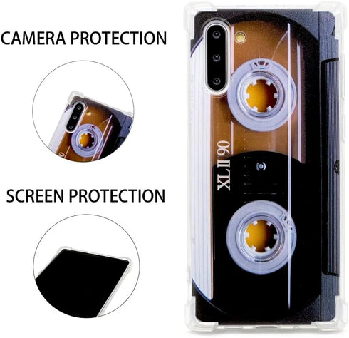 FAteam Case for Galaxy Note 10,with Reinforced Corners TPU Soft Bumper Retro Music Cassette Tape Phone Case Compatible with Samsung Galaxy Note 10...