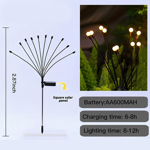 2 Pack 20 LED Solar Garden Lights - Upgraded Waterproof Outdoor Firefly Lights for Yard, Patio, Pathway, and Walkway Decor in Warm White - Solar-P...