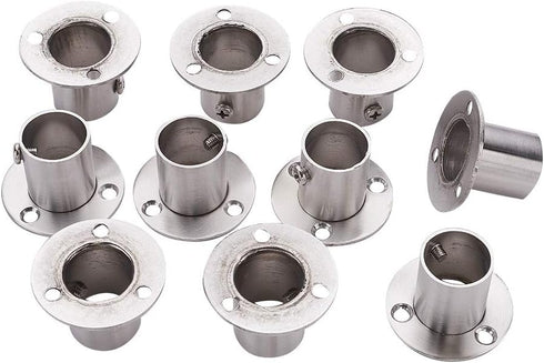 MroMax 304 Stainless Steel Wardrobe Pipe Bracket, 0.87Inch Dia, Wall Mount Hanging Rail Rod Support Socket 10Pcs...