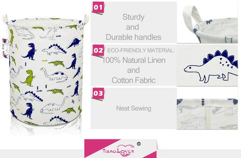 Dinosaur Laundry Basket Baby Laundry Hamper Cute Kids Hamper Toy Storage Bin Handles for Boys and Girls Dinosaur Room Decor (Polychrome Dinosaurs)...