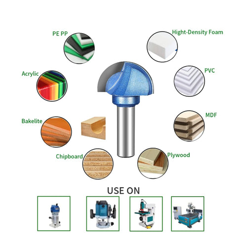 Cove Box Router Bits, Woodworking Router Bits Tools for Mechanics Industrial Grade Round Bottom Best for Artificial Board Material (16. 1/2"Shk*3/...