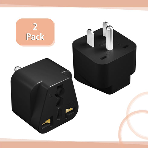 Bates- Universal Adapter, 2 Pack, Black Travel Adapter, UK to US Plug Adapter, Universal Plug Adapter Plug, Universal Travel Adapter, European to ...
