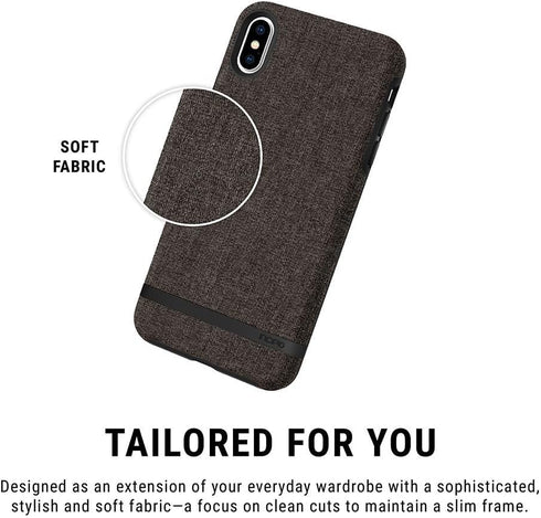 Incipio Carnaby Stylish Slim Protective Case for iPhone Xs Max (6.5") with Soft Premium Fabric and Anti-Slip Grip - Gray...