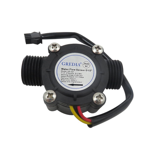 1/2" Water Flow Sensor Food-Grade Switch Hall Effect Flowmeter Fluid Meter Counter 1-30L/min (Pack of 2)...