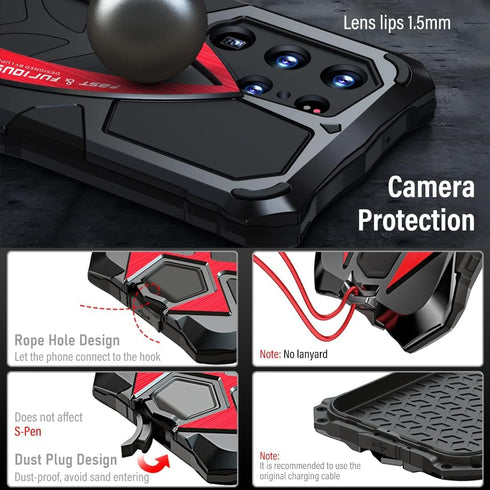 Armor Phone Case for Samsung Galaxy S23 Ultra Military Grade Drop Protection Cover S23Ultra 5G Heavy Duty Hybrid Metal Bumper Built-in Silicone Sh...