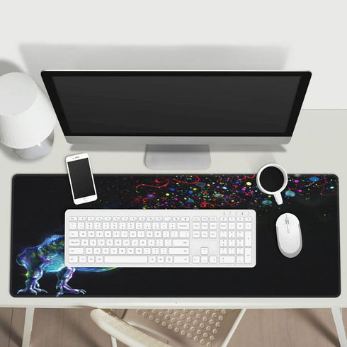 Watercolor Cool Dinosaur Hand Drawn Glowing Tyrannosaurus Rex Gaming Keyboard Mouse Pad Mousepad Huge Extended XL Stitched Edge Rubber Sole for Ho...