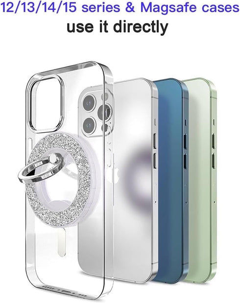 Magnetic Phone Ring Holder for magsafe, Glitter Magnetic Grip Compatible with iPhone 15 14 13 12 Pro max,Pro,Plus,Mini Mag Safe Accessories,Adjust...