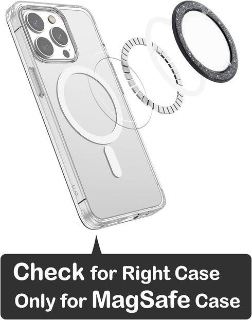 metisinno Magnetic Base Compatible with PopSocket Phone Grips and iPhone MagSafe Cases, Black Sparkle Glitter...
