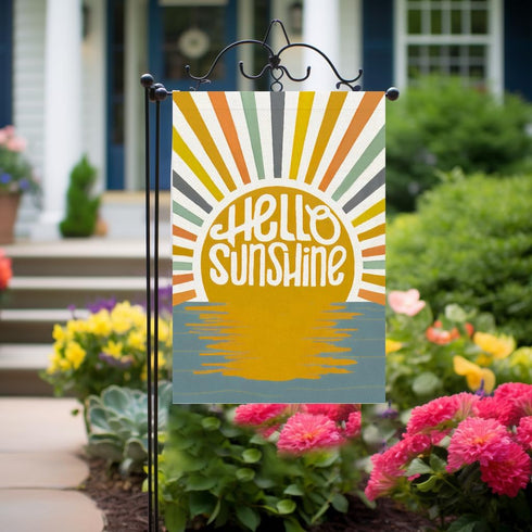 Summer Garden Flags for Outside, Hello Sunshine Garden Flag 12x18 Inch Vertical Double Sided Sunrise Burlap Small Seasonal Yard Decoration...