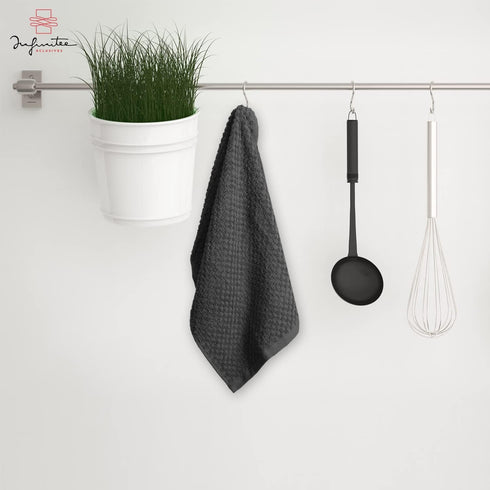 Infinitee Xclusives 100% Cotton Kitchen Towels - 15x25 Inch Ultra Soft Tea Towel, Super Absorbent Terry Dish Towels for Kitchen Linens |Grey|...