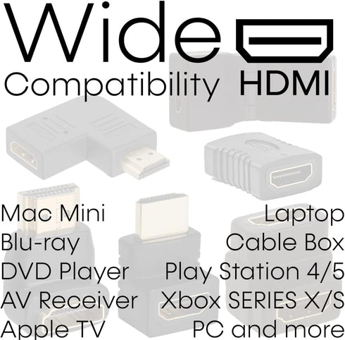 Cmple - HDMI Female to HDMI Female Extender HDMI Port Saver Swivel Adapter, 4K 3D Female to Female HDMI Swiveling Extension (90 Degree Up & Down) ...