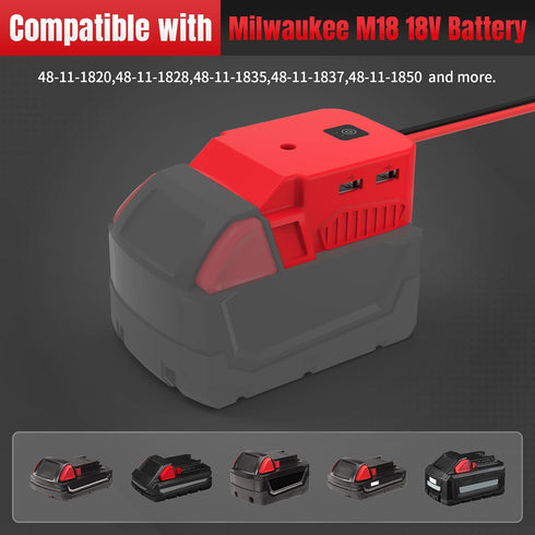 Power Wheel Adapter for Milwaukee M18 18V Battery, with Wire Harness Connector Compatible with Peg-Perego 12 Volt Ride On Toys, Battery Protection...