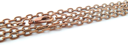 CleverDelights 3x4mm Cable Chain Necklaces - Antique Copper Color - 10 Pack - 24 Inch Length...