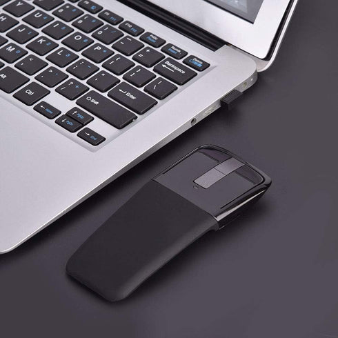 Dpofirs 2.4GHz Foldable Arc Touch Mouse Mice USB Receiver for Computer Notebook (Black)...