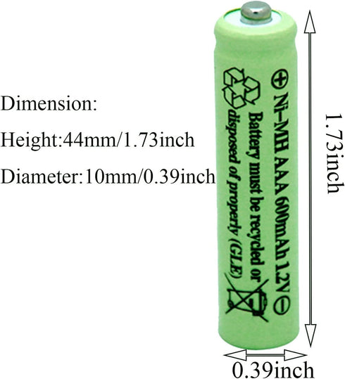 Solar Light Batteries AAA Triple A NIMH 600mAh 1.2V Rechargeable for Garden Lights Remotes Mice(12Pcs)...