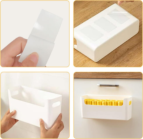 2 Pack Cabinet Organizer Storage, Adhesive Over Cabinet Door Organizer, No Drilling Space Saver Plastic Storage Containers Multi-Use for Kitchen B...