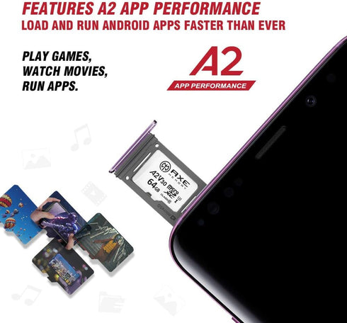 AXE MEMORY 64GB Micro SD Card 4K Ultra Full HD Video Premium Speed MicroSDXC Up to 100MB/S A2 V30 UHS-I U3, with SD Adapter...