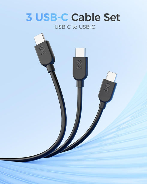 Cable Matters 3-Pack Extreme Flexible Short USB C Charging Cable 3ft in Black, Support 60W PD, Apple CarPlay, Android Auto, USB C to USB C Cable f...