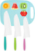Kids Knife 4-Piece with Cutting Board - Toddler Knife Set Children's Cooking Nylon Knives - Serrated Edges and Firm Grip Suitable for Cutting Sala...