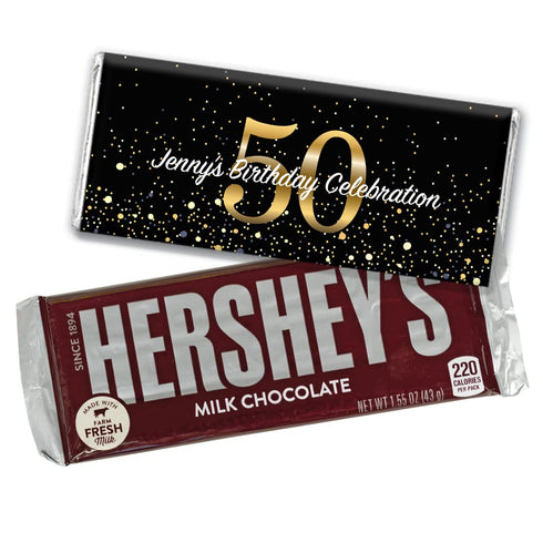 24ct 50th Birthday Party Favors Custom Wrappers for Chocolate Bars (24 Count) - Candy Not Included...