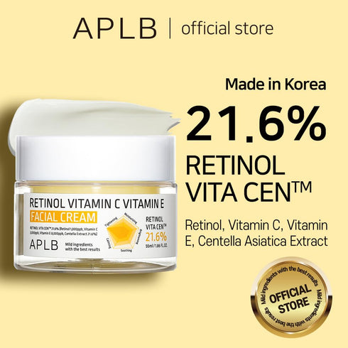 APLB Retinol Vitamin C Vitamin E Facial Cream | RETINOL VITA CEN™ 21.6% 1.86 FL.OZ/Korean Skincare, Deep hydration, Retinol, Revitalize for gentle...