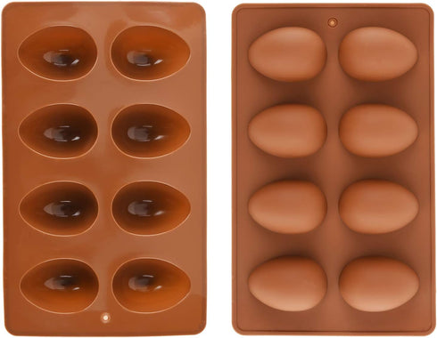 8 Cavity Silicone Egg Pan, Egg Tray, Egg Shape Ice Tray, Silicone Baking Supplies for Cake Decorating, Chocolate, Candy, Jello, Baking Pan for Muf...