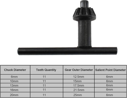 5 Sizes Drill Chuck Key Wrench Steel Electric Drill Clamping Tool (Chuck Diameter: 3/4" / 5/8" / 1/2" / 3/8" / 1/4")...