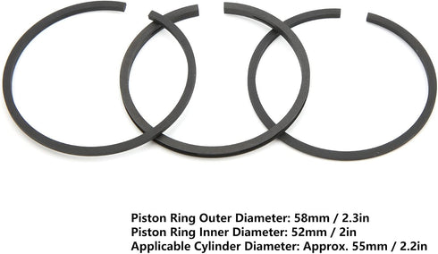 3Pcs Piston Ring, Air Compressor Piston Ring Pneumatic Drive Airtight for 55mm Cylinder Diameter...