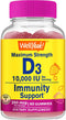 Vitamin D3 10,000 IU Gummies (250 mcg) - Immune supprt, Bone and muscle supprt - Vegan, Nut Free Vitamin D Gummies - Natural sourced flavors - 60 ...