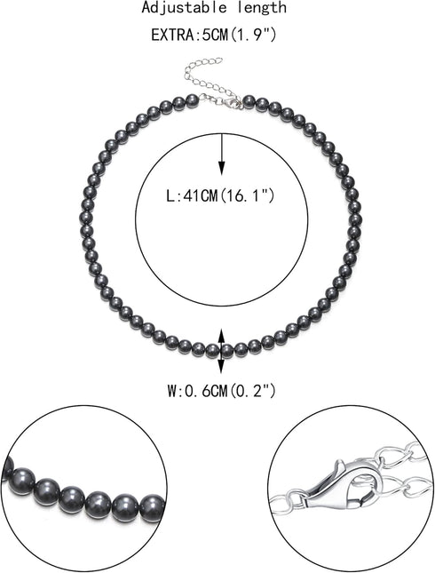 EVER FAITH Round Simulated Pearl Choker Necklace, 925 Sterling Silver Pearl Strand Necklace Wedding Jewelry for Flower...