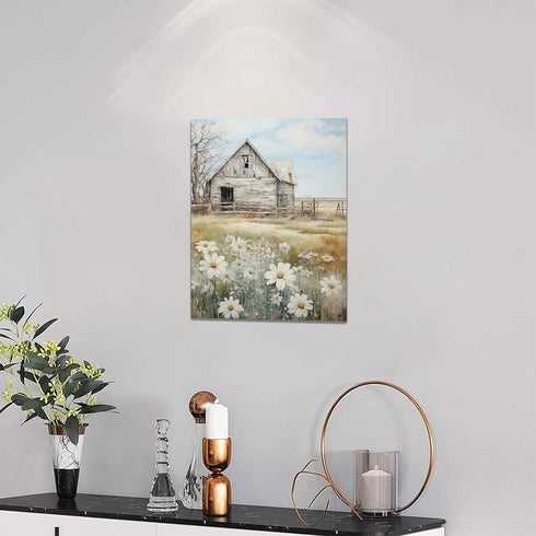Farmhouse Barn Decor Farm Scenery Pictures Barn Canvas Prints Painting Barn Decorations Framed Artwork for Bathroom Living Room Bedroom 12"x16"...