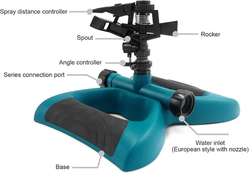 Automatic Sprinkler, Rubber?Coated Base Rotating Automatic Sprinkler Easy to Use for Nurseries for Watering Lawns for Gardens(Dark Green)...