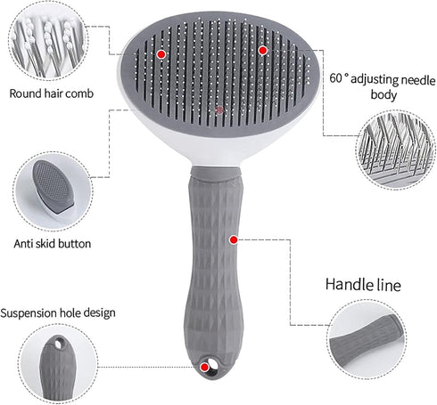 1208S Pet Grooming Brush Shedding and Dematting Comb for Small and Large Dogs, Cats-Grey...