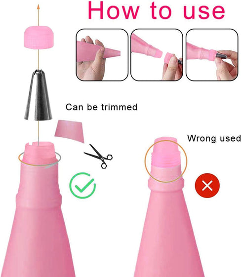 Silicone Icing Piping Bag,Reusable Cream Pastry Bag and 14× Stainless Steel Nozzle Set DIY Cake Decorating Tool(14×Nozzle, 2×Icing Cream Pastry Ba...
