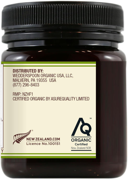 Wedderspoon Raw Organic Manuka Honey KFactor 16+, 8.8 Oz, Unpasteurized, Genuine New Zealand Honey, Multi-Functional, Non-GMO Superfood, Kfactor, ...