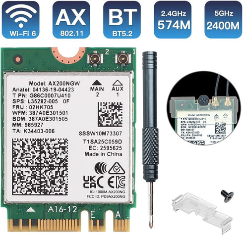 WiFi 6 AX200NGW M.2 2230 WiFi Network Card Dual Band 160MHz MU-MIMO 802.11AC AX 3000Mbps 2.4Ghz 5Ghz BT5.2 AX200 Wireless Adapter OFDMA Support vP...