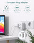 2 Pack European International Power Plug Adapter with 3 Outlets 3 USB Charging Ports(1 USB C), Travel Essentials to Italy,Greece,Israel,France, Sp...
