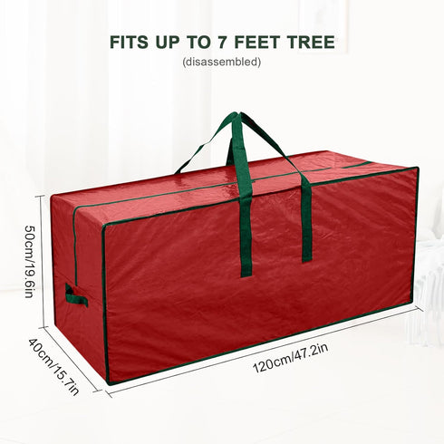 Christmas Tree Bag 7.5 ft Christmas Tree Storage Bag Waterproof Christmas Tree Storage Box Plastic Hard Christmas Tree Bag Heavy Duty (Red)...