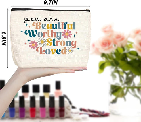 Mental Health Makeup Bag Positive Affirmations Motivational Gifts Health Cosmetic Travel Bag for Women Counselor Therapist Psychologist Mom Bestie...