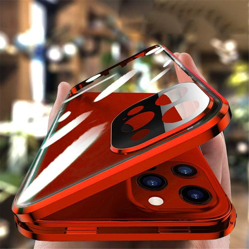 with Safety Lock & Strong Magnetic adsorption for iPhone 12 Pro Max case with Camera Lens Protector Metal Bumper 360 Full Body Protection Double-S...